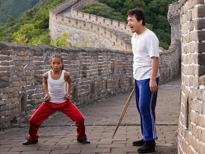 Jaden Smith, left, and Jackie Chan will appear in a remake of "The Karate Kid" this summer.