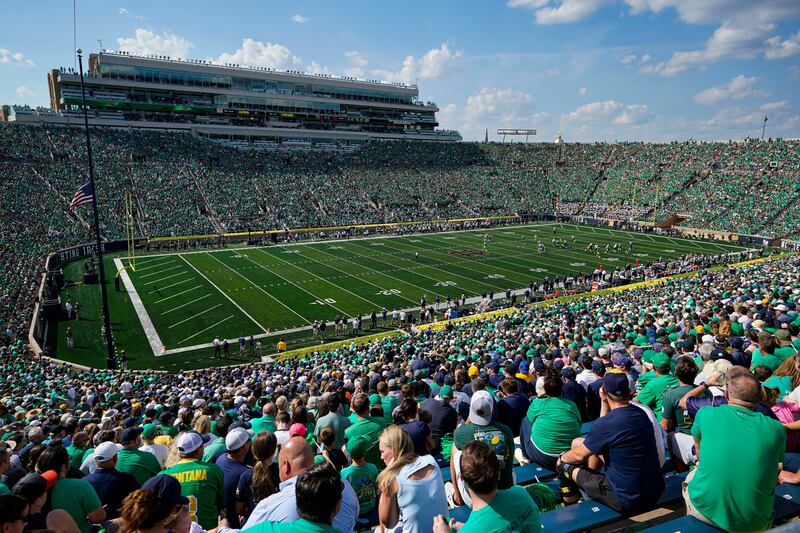 Notre Dame Stadium is shown during game between Notre Dame and California in South Bend, Ind., Saturday, Sept. 17, 2022.