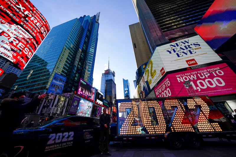 The 2022 sign for on New Year’s Eve.