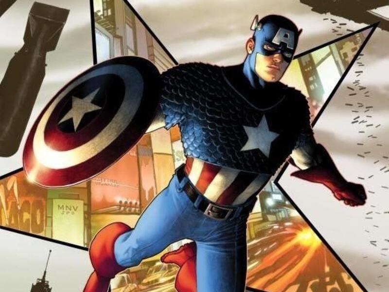 In this undated handout image provided by Marvel Entertainment LLC, the planned cover of Captain America No. 1., is shown. Marvel Comics said Monday, April 4, 2011, that Steve Rogers, the young man who tried but failed to join the Army during World War II