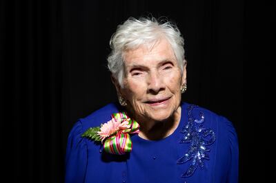 Mary Helen Dill, 102, poses for a portrait at the 32nd Centenarian Celebration at the Viridian Event Center in West Jordan on Thursday, Aug. 23, 2018.