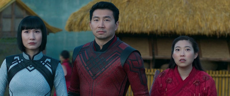 Xialing (Meng’er Zhang), Shang-Chi (Simu Liu) and Katy (Awkwafina) “Shang-Chi and the Legend of the Ten Rings.”