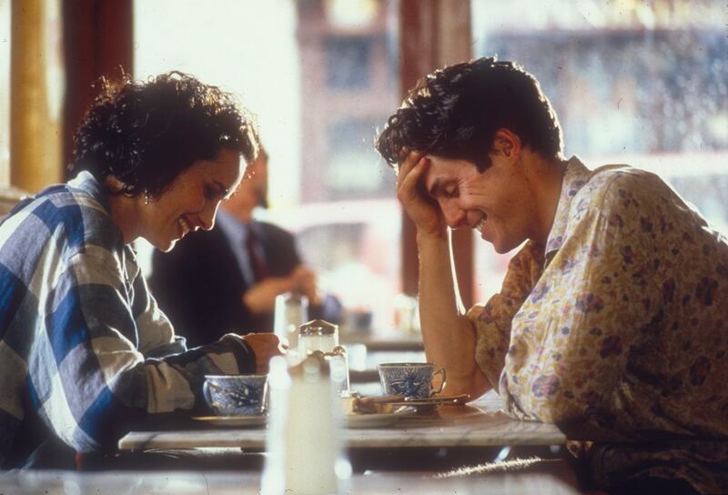 Andie MacDowell and Hugh Grant in “Four Weddings and a Funeral.”