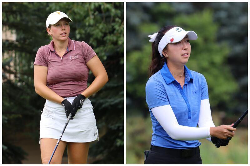 Grace Summerhays, left, and Tess Blair, right at the Utah Women’s State Amateur