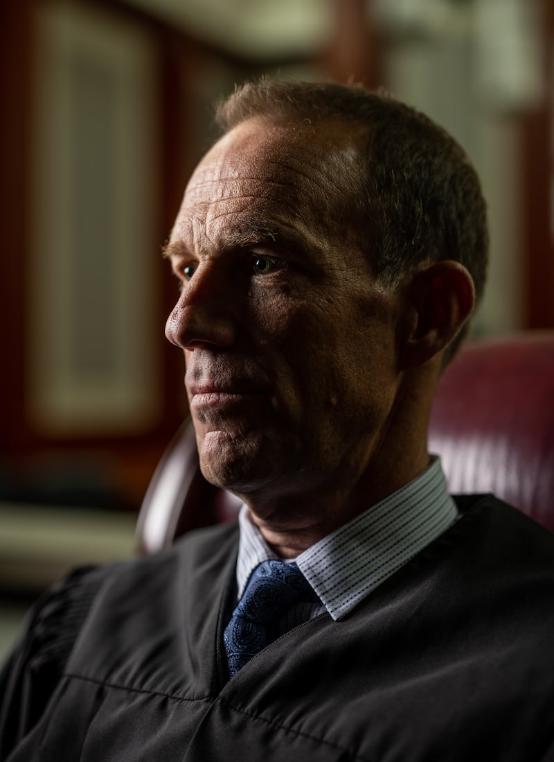 Utah Supreme Court Justice Thomas Lee poses for a photo inside the Supreme Court in Salt Lake City on Friday, June 10. He retired Thursday after 12 years on the high court.