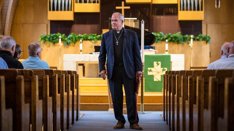 The Rev. Steve Klemz speaks to the congregation during a Sunday service at Zion Evangelical Lutheran Church in Salt Lake City on Sunday, Nov. 4, 2018.