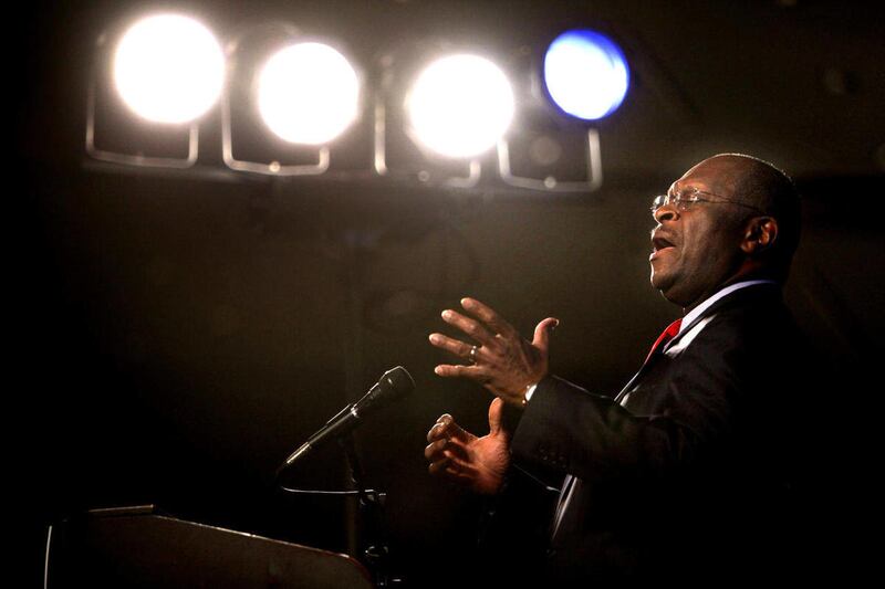 Republican presidential hopeful Herman Cain speaks at a fundraiser for the Family Foundation on Saturday October 8, 2011 in Richmond, Va. Cain was the keynote speaker, and later signed copies on his new book, “This is Herman Cain.”