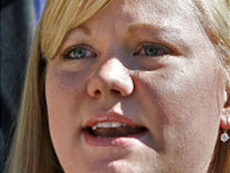 Elissa Wall speaks Tuesday during a press conference in St. George following the trial of Warren Jeffs. As the prosecution's star witness, Wall testified she did not want to be married to her cousin, and begged Jeffs to be spared from the union.