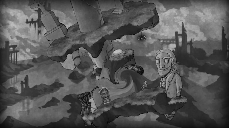 A player explores an M.C. Escher-inspired environment using physics-based gameplay mechanics in "The Bridge."