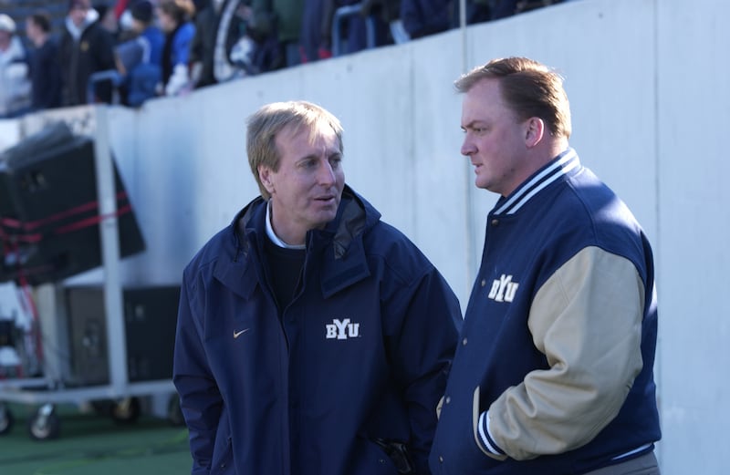BYU associate athletic director Peter Pilling on the sidelines during the Cougars' Liberty Bowl game against Louisville in 2001.