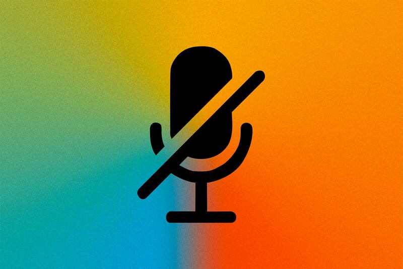 An illustration of a microphone with a colorful background.