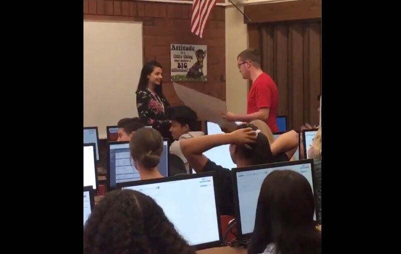 A Taylorsville teacher shared a video that showed Miss Greater Salt Lake, Dexonna Talbot, asking a young man named Michael to a homecoming dance.