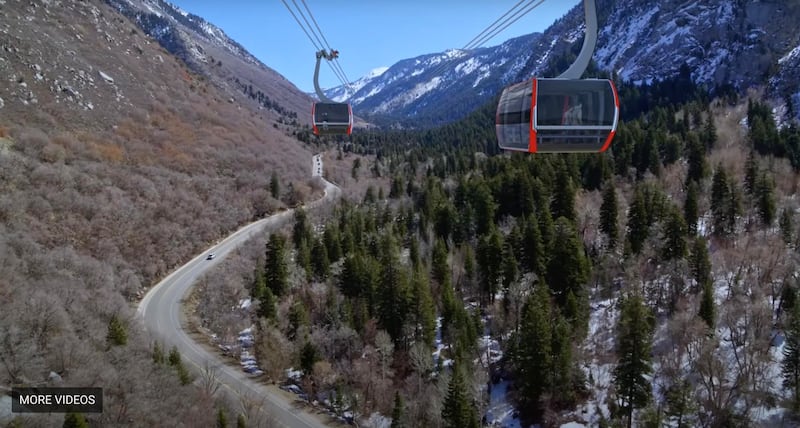 An artist’s conception of a gondola in Little Cottonwood Canyon.