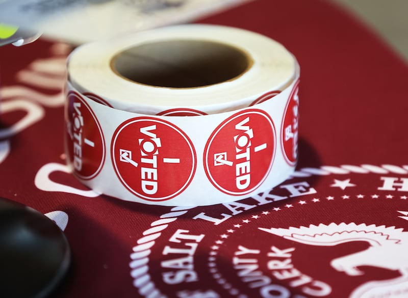 Voting stickers during Utah’s municipal and primary elections.