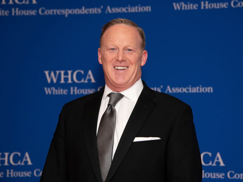 Sean Spicer attends the 2019 White House Correspondents’ Association dinner at the Washington Hilton on Saturday April 27, 2019, in Washington. (Photo by Charles Sykes/Invision/AP)