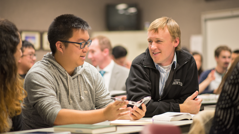 Students attend an institute class in Toronto, Canada.
