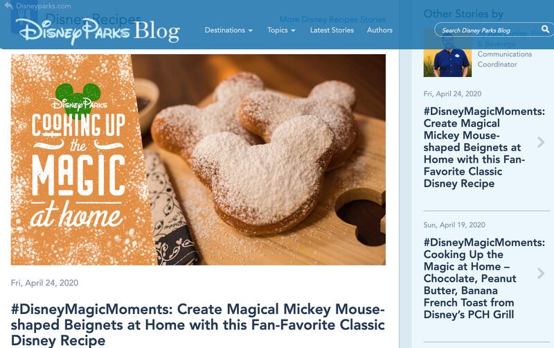 Disney released the recipe for its Mickey Mouse-shaped beignets.
