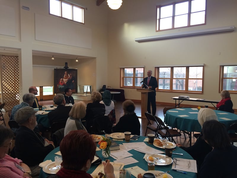 Sim Gill, district attorney for Salt Lake County, speaks at the Salt Lake Interfaith Roundtable Prayer Breakfast.