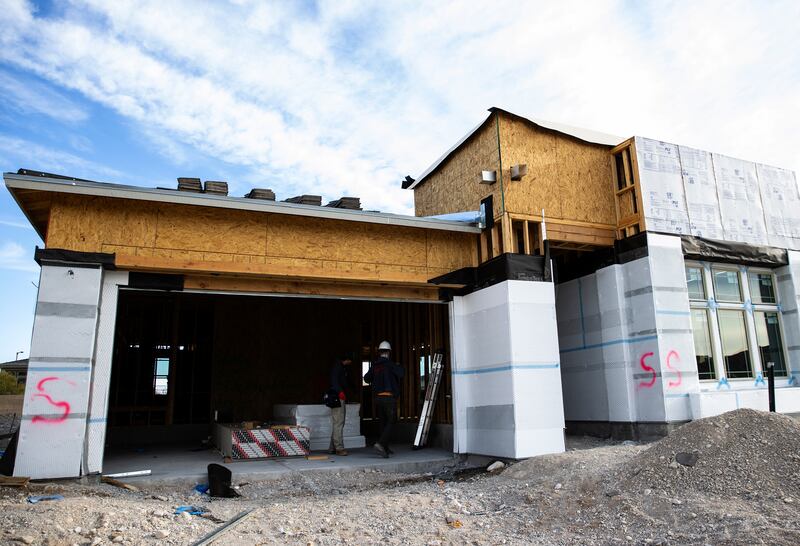 Construction is underway at Lennar at Heritage at Stonebridge, a 55+ adult housing community in Las Vegas.