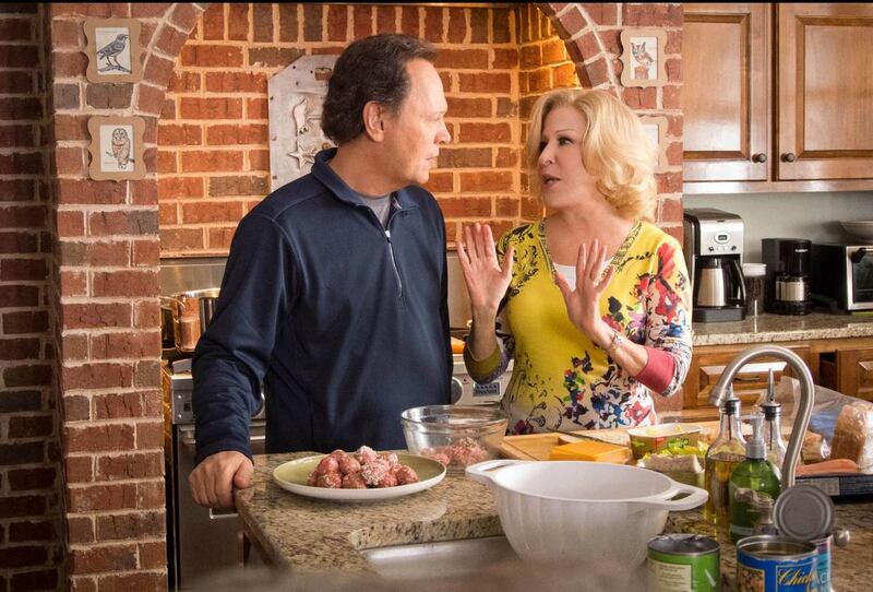 Artie and Diane (Billy Crystal and Bette Midler) debate whether to accept their daughter's invitation to babysit their grandkids in "Parental Guidance."
