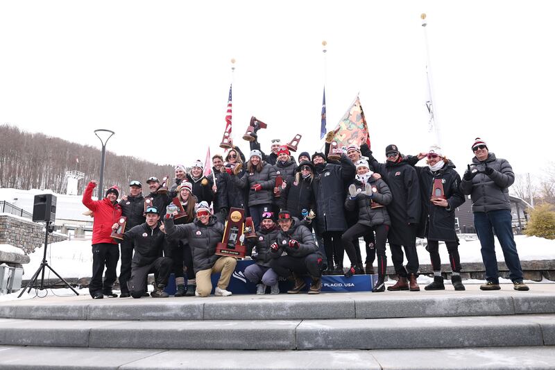 The Utah ski team celebrates
