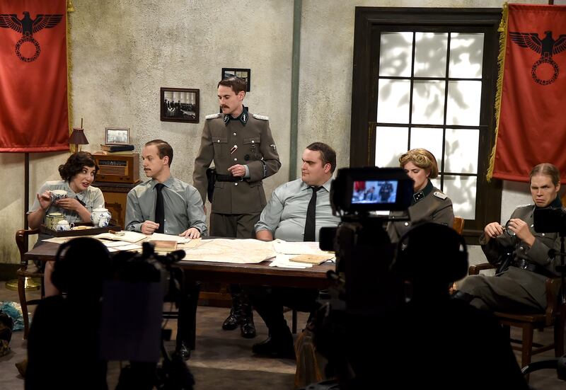 Comedians Whitney Call, Matt Meese, Stephen Meek, Dalton Johnson, Natalie Madsen and James Perry perform onstage during Studio C Live from NYC featuring Kenan Thompson at Hammerstein Ballroom on Aug. 24, 2018 in New York City.