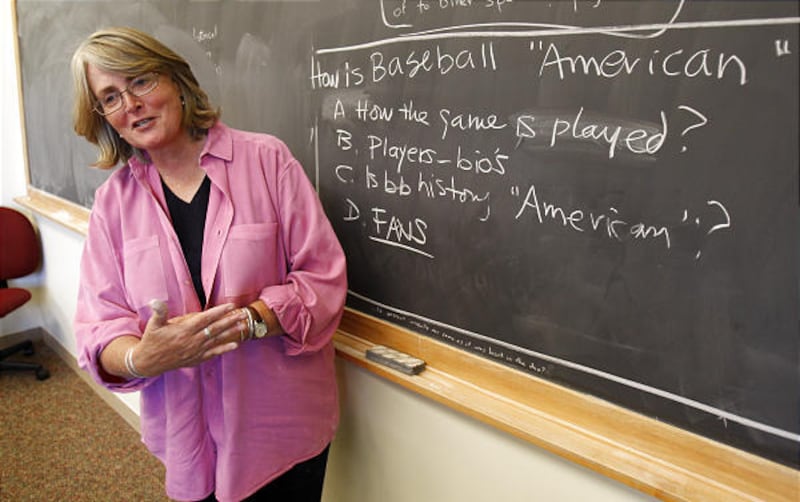 History professor Margaret Creighton teaches her class, "Red Sox Nation: Baseball and American Culture," at Bates College in Lewiston, Maine. The course takes a big-picture look at Major League Baseball and its place in American history and culture.