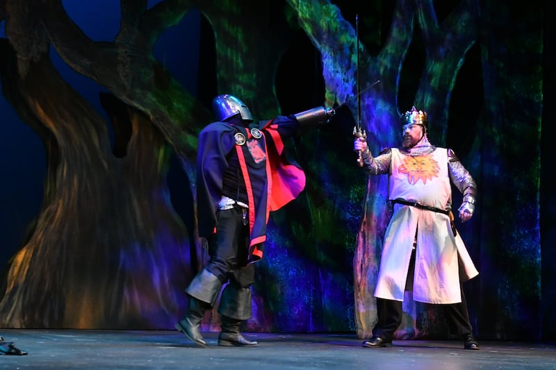David Hanson, right, plays King Arthur in the Grand Theatre's 2018 production of "Spamalot," the musical comedy based on the 1975 movie "Monty Python and the Holy Grail."