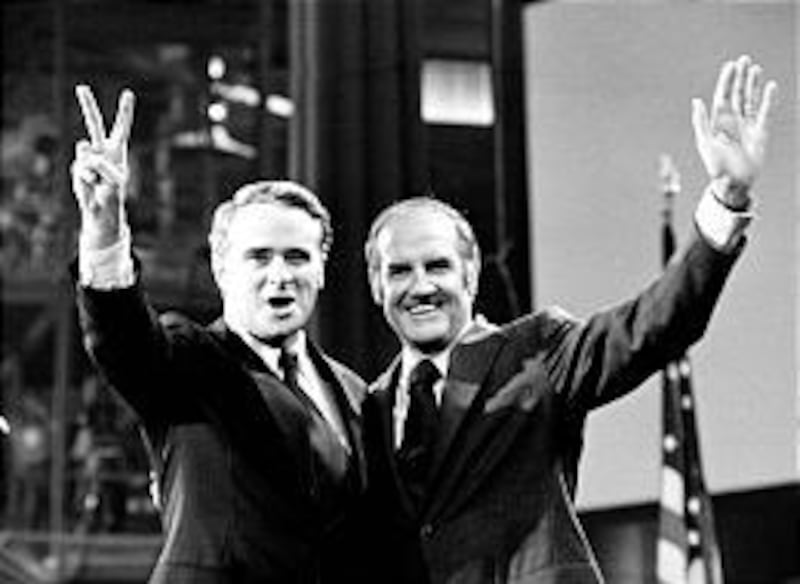 Then-U.S. Sen. and vice presidential candidate Thomas F. Eagleton, left, and then-Sen. George S. McGovern, presidential candidate, in 1972.