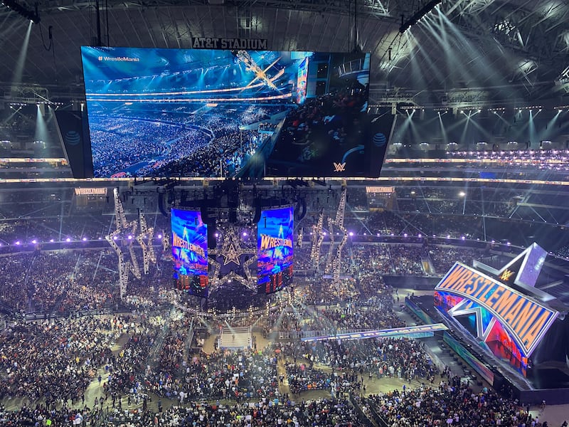 Wrestlemania 38 from the AT&T Stadium in Arlington, Texas.