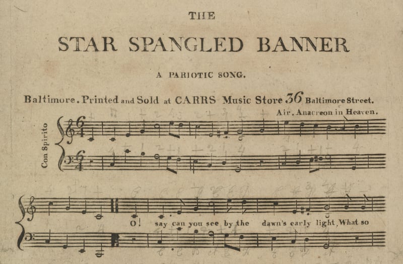 Detail from the first sheet music publication of “The Star-Spangled Banner.”