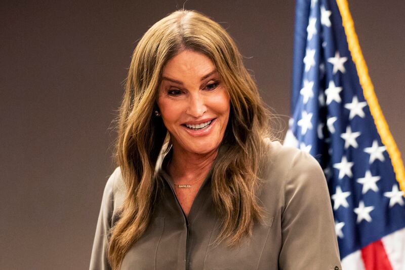 Caitlyn Jenner speaks during a news conference in Sacramento, Calif., in 2021. Jenner will join Fox News as a contributor.