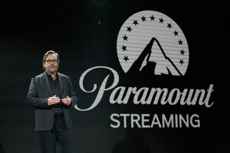 Tom Ryan, president of streaming at Paramount and chief executive officer of Pluto TV, speaks at the LG Electronics press conference.