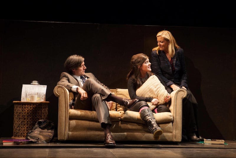 This theater image released by Boneau/Bryan-Brown shows, from left, Gareth Saxe, Madeleine Martin and Mary McCann, in a scene from Simon Stephens’ drama, "Harper Regan," performing off-Broadway at the Atlantic Theater Company in New York.