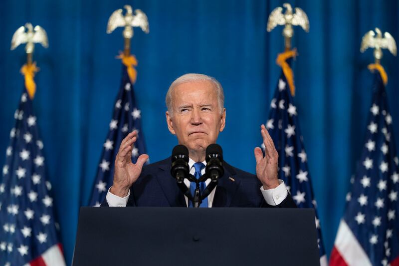 President Joe Biden speaks about threats to democracy ahead of next week’s midterm elections, Wednesday, Nov. 2, 2022, at the Columbus Club in Union Station, near the U.S. Capitol in Washington.