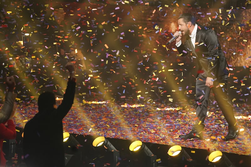 Chayce Beckham is pictured during the 2021 season finale of “American Idol,” where he was crowned the winner.