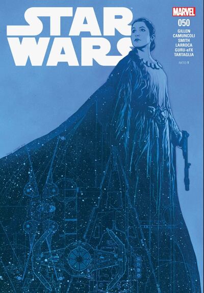 "Star Wars #50" is written by Kieron Gillen and features artwork from Giuseppe Camunoli, Salvador Larroca, R. Rahzzah, Travis Charest and Joe Quinones.