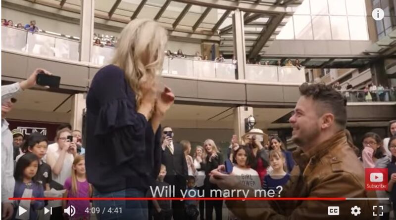 Rob Landes proposes to his girlfriend with the help of One Voice Children's Choir in a new video this week.