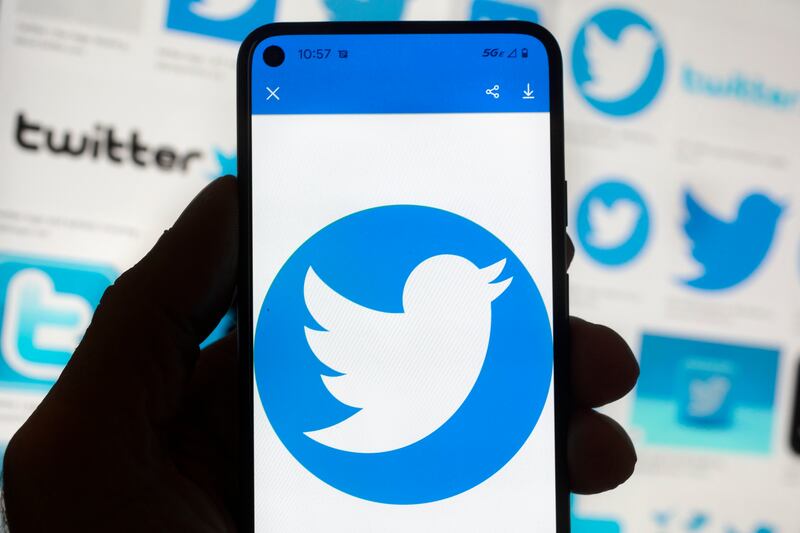 The Twitter logo is seen on a mobile phone on Oct. 14, 2022, in Boston.