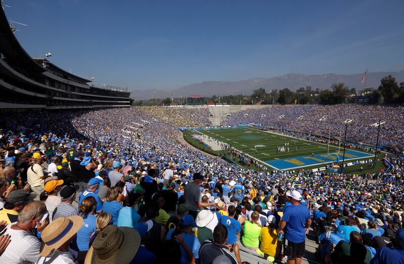 UCLA plays Oregon during a Pac-12 college football game at the Rose Bowl.