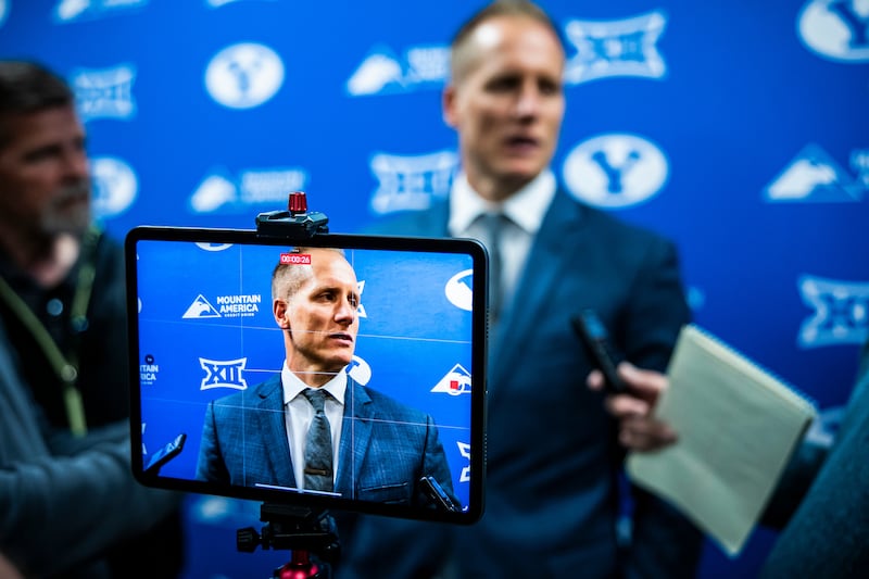 New BYU basketball coach Kevin Young during press conference announcing his hire April 17, 2024.