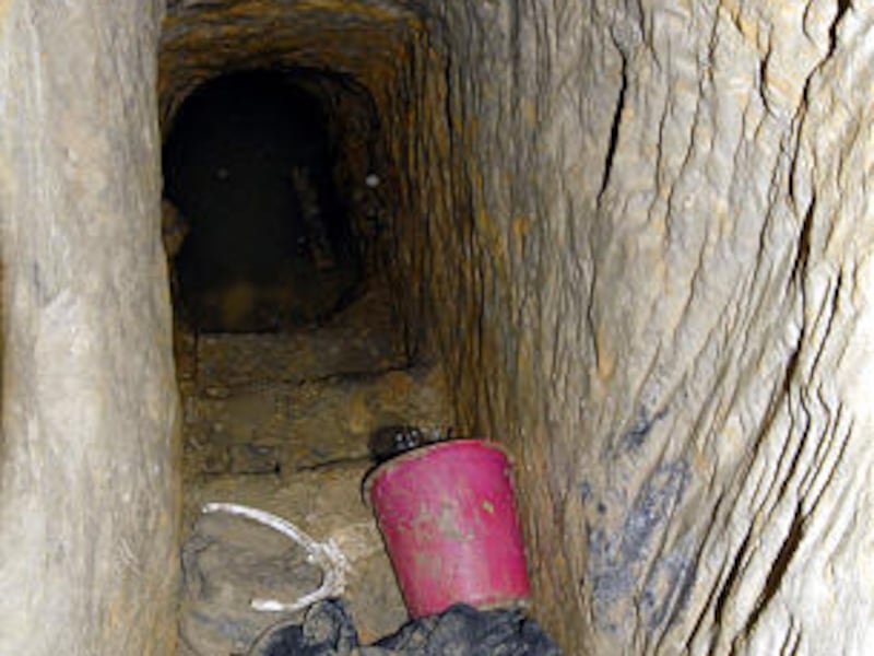 Entrance leading to the shelter where members of a Russian cult holed up in a cave for months.