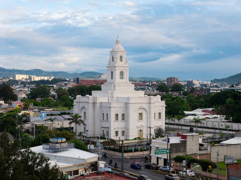 The exterior of the Miraflores Guatemala City Guatemala Temple.