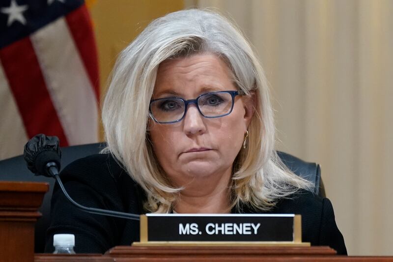 Rep. Liz Cheney, R-Wyo., listens as the House select committee investigating the Jan. 6 attack holds a hearing at the Capitol.