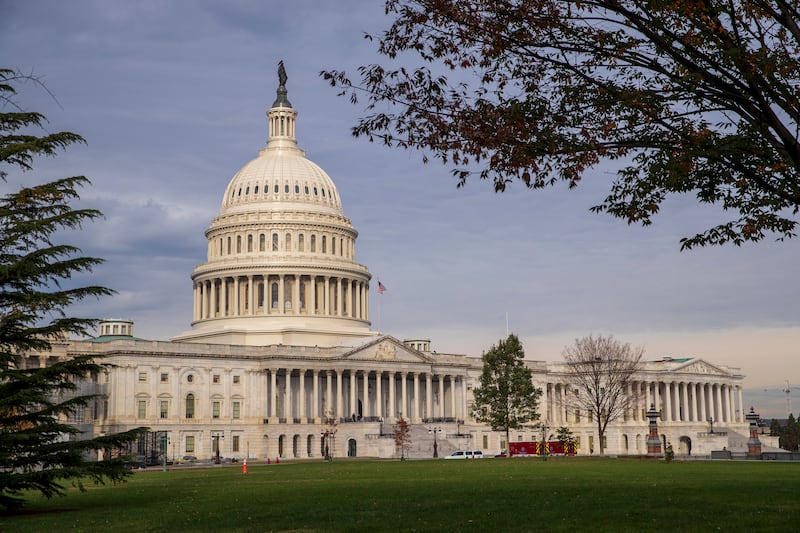 The Capitol is seen in Washington, Monday, Nov. 12, 2018, before Congress returns to work Tuesday for the first time following the midterm elections. (AP Photo/J. Scott Applewhite)