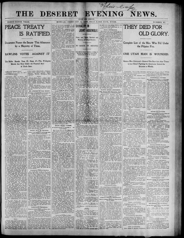Deseret News archives: Treaty was signed to end Spanish-American War. What it meant for Utahns