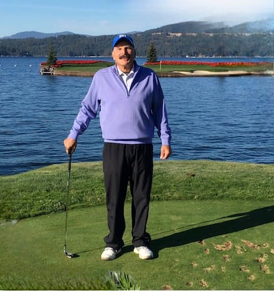 Former BYU great Keith Rivera poses on a tee box from one of his many rounds of golf.