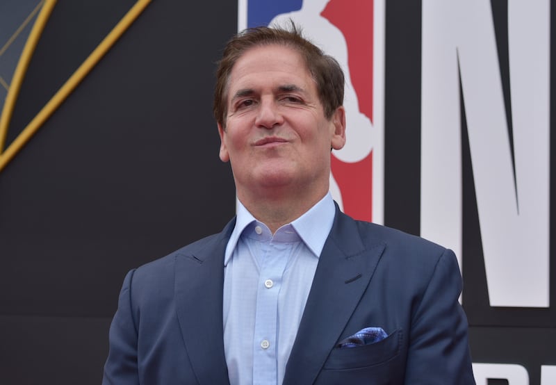 Mark Cuban arrives at the NBA Awards at the Barker Hangar in Santa Monica, California.