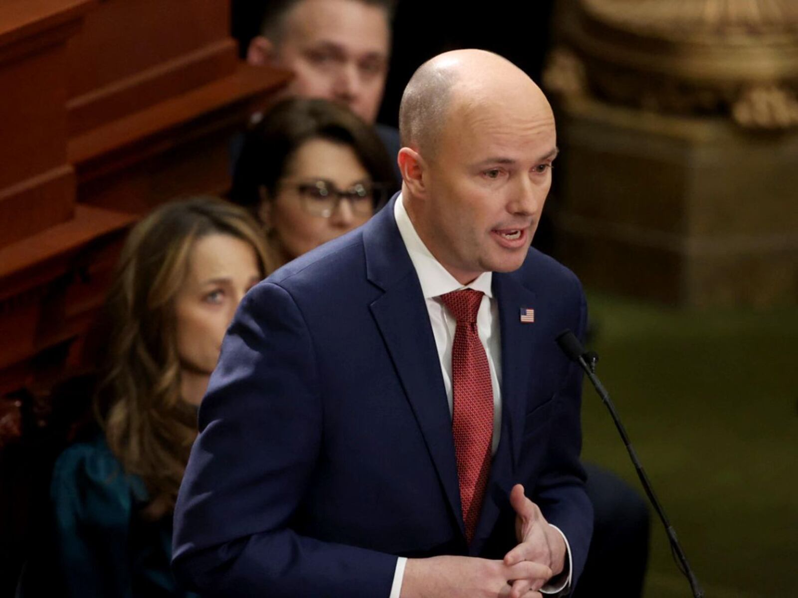 Gov. Spencer Cox delivers his 2022 State of the State address at the Capitol in Salt Lake City on Thursday, Jan. 20, 2022.