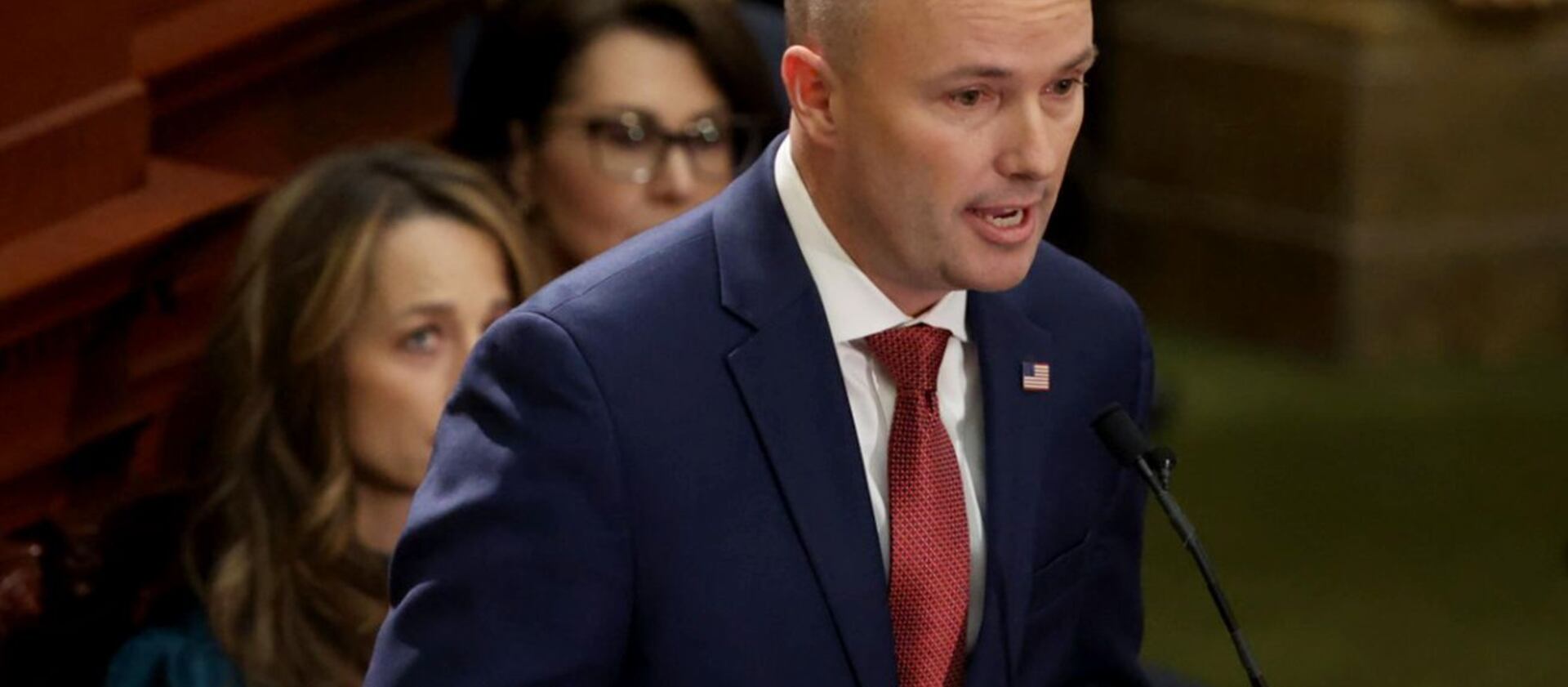 Gov. Spencer Cox delivers his 2022 State of the State address at the Capitol in Salt Lake City on Thursday, Jan. 20, 2022.